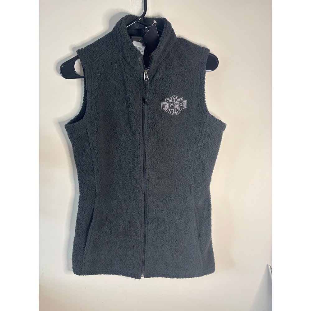 Harley Davidson W's Sherpa Fleece Vest Black Wild Prairie Eden Prairie MN Size S